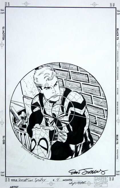 Original Cover Art - Sensational Spiderman - Crosshairs - Spiderman - Trash - Brickwall - Gun