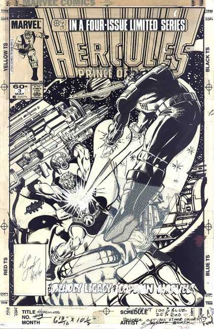 Original Cover Art - Hercules #3 Cover (1984) - Hercules - Deadly Legacy - Space - Battle - Captain Marvel