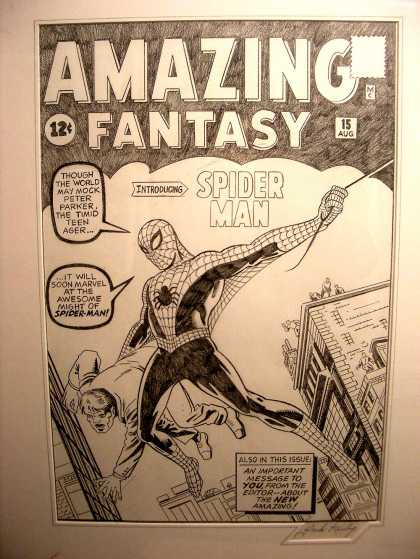 Original Cover Art - AMAZING FANTASY #15 COVER RECREATION (1993)