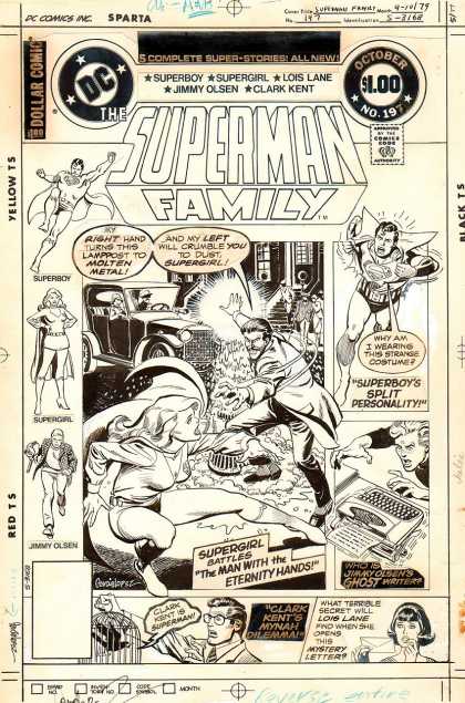 Original Cover Art - Superman Family #197 Cover (1979) - Typewriter - Supergirl - Jimmy - Superboy - Lois