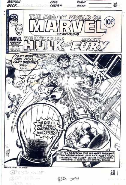 Original Cover Art - Mighty World of Marvel - Marvel Comics - Incredible Hulk - Sgt Fury - Blast - Black And White