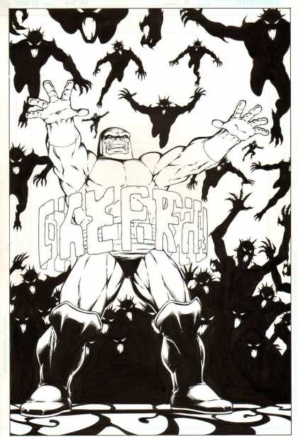 Original Cover Art - Death of the New Gods #3 cover (2007) - Black And White - Black Demons - White Hero - Russian Comic - Awesome Comic Cover