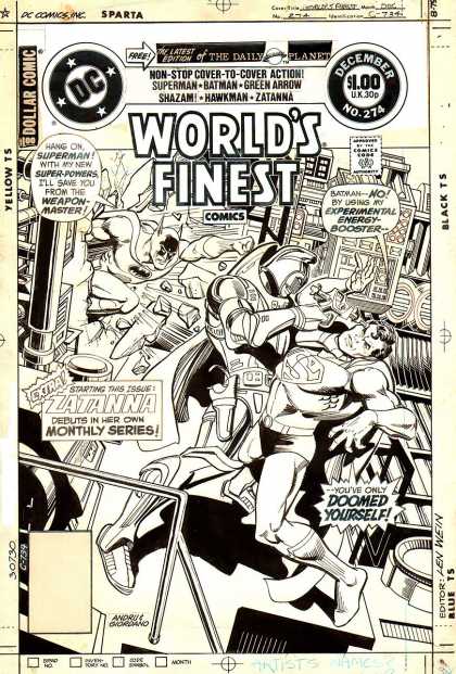 Original Cover Art - World's Finest #274 Cover (1981) - Superman - Batman - Green Arrow - Shazam - Hawkman