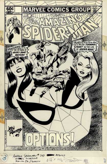 Original Cover Art - Amazing Spiderman #243 Cover (1983) - Marvel Comics Group - Approved By The Comics Code - Super-hero - Woman - Web