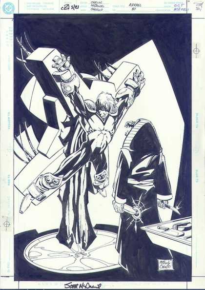 Original Cover Art - Azrael: Agent of the Bat - Prisoner - Torture - Interrogation - Weapons - Black And White