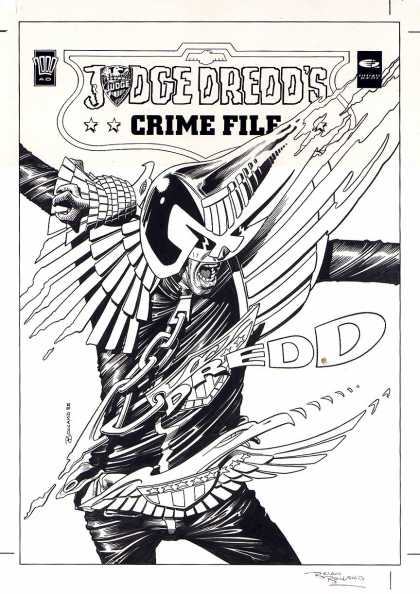 Original Cover Art - Judge Dredd's Crime Files #4 Cover (1988) - Judge - Crime File - Eagle - Chains - Dredd
