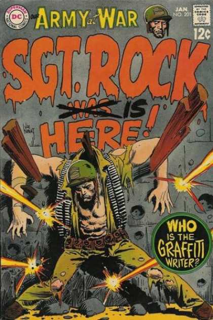 Our Army at War 201 - Our Army At War - Sgt Rock Is Here - Jan No 201 - Who Is The Graffiti Writer - Superman National Comics - Joe Kubert