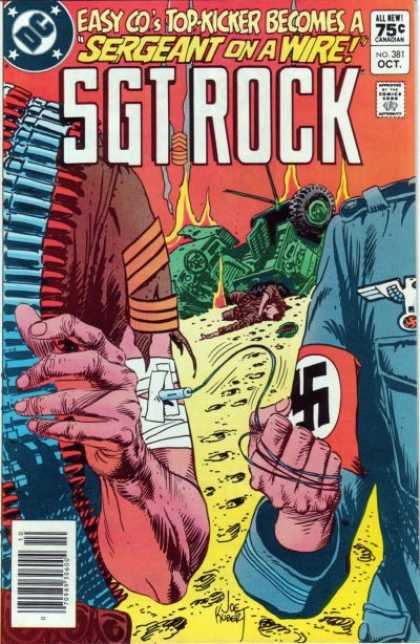 Our Army at War 381 - Sergeant On A Wire - Sgt Rock - No 381 Oct - Nazi Sign - Demolised Tanks