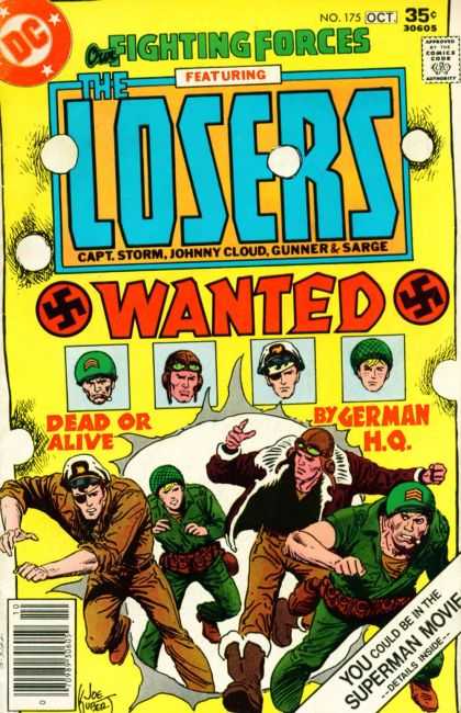 Our Fighting Forces 175 - Featuring The Losers - Swastikas - Wanted Dead Or Alive - By German Hq - Superman Movie - Joe Kubert