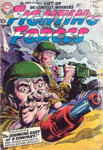 Our Fighting Forces 21 - Superman - National Comics - Approved By The Comics Code Authority - Gun - The Bouncing Baby Of B Company - Joe Kubert