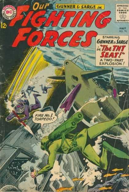 Our Fighting Forces 76 - Superman - Gunner U0026 Sarge - Approved By Comics Code - Submarine - Torpedo - Joe Kubert