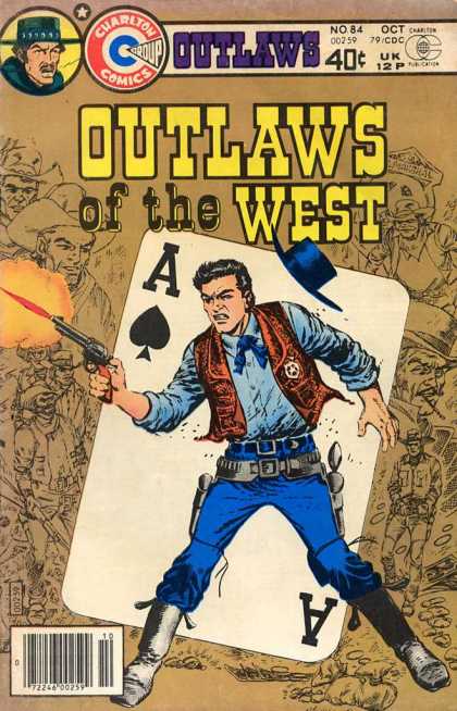 Outlaws of the West 84 - Ace - Card - Cowboy - Gun - Badge