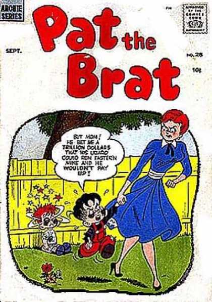 Pat the Brat 28 - Yellow Fence - Red Hair - Stars - Blue Dress - Overalls