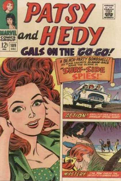 Patsy and Hedy 109 - Surf-side Spies - Mystery - Action - Gals On The Go-go - Marvel