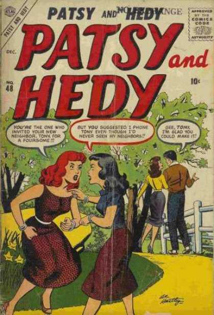 Patsy and Hedy 48 - Comics Code - Woman - Man - Tree - Road