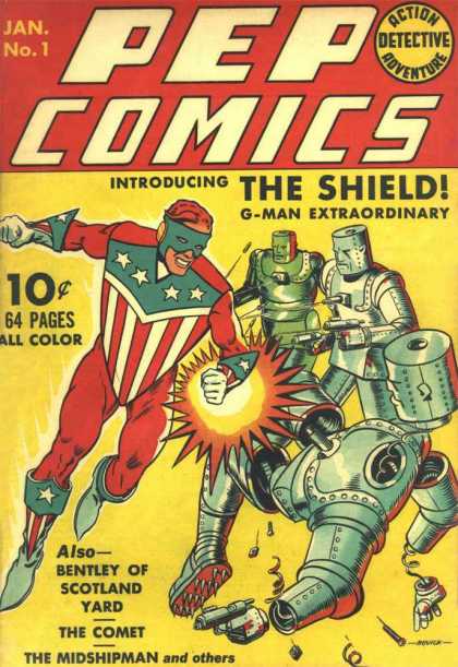 Pep Comics 1 - The Shield - Jan No 1 - Detective - G Man - Scarlet Yard