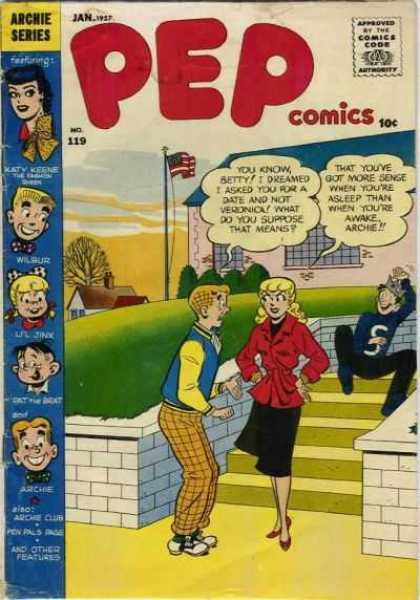 Pep Comics 119 - Approved By The Comics Code - Woman - Archie Series - Man - Flag