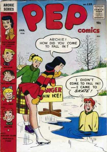 Pep Comics 125 - Archie - Veronica - Betty - Frozen Lake - Archie Fall Through Frozen Lake