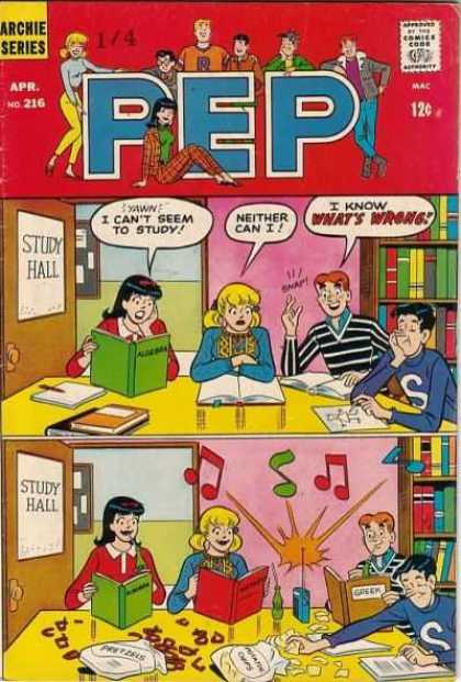Pep Comics 216 - Study Hall - Music - Chips - Radio - Algebra