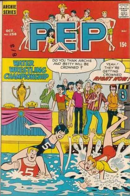 Pep Comics 258 - Archie Series - Water Wrestling - Betty - Veronica - Award