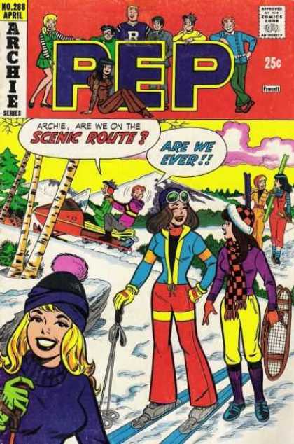 Pep Comics 288 - Teens - Snow - Mountains - Girls - Snowmobile