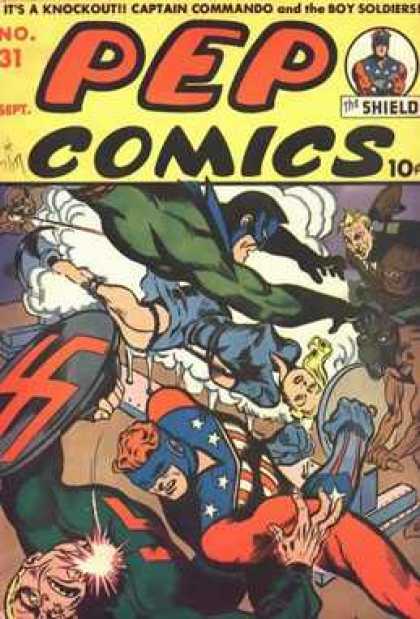Pep Comics 31 - Fight - Trouble - Chaos - Superheroes - Punch
