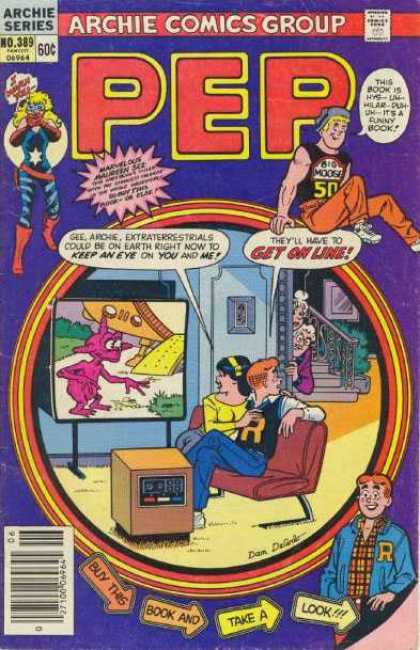 Pep Comics 389 - Archie - Veronica - Extraterrestrials - Television - Spying