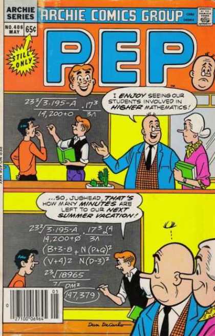 Pep Comics 406 - Archie Math - Vacation Priorities - Math Priorities - Summer Vacation Math Problems - Making Math Interesting To Jughead