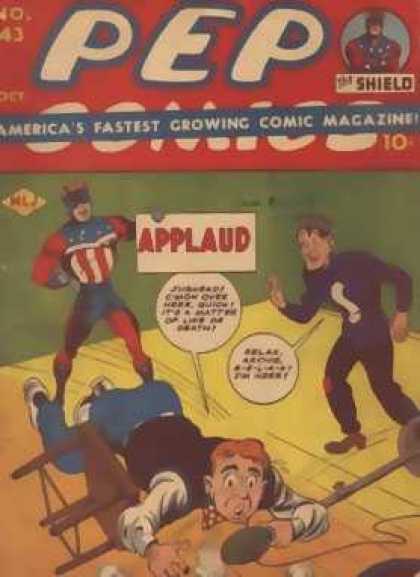 Pep Comics 43 - Applaud - Archie - The Shield - Stage - Microphone