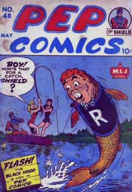 Pep Comics 48 - Cartoons - Ladies - Man - Fish - River