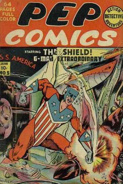 Pep Comics 5 - Shield - Action Detective Adventure - Bullet - G-man Extraordinary - June