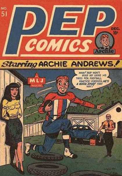 Pep Comics 51 - Archie Andrews - Tires - Football Practice - Veronica - Good Sport