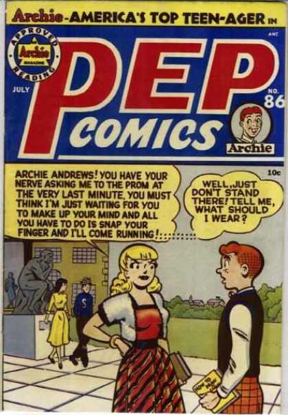 Pep Comics 86 - Statue - Prom - Mind - Running - Finger