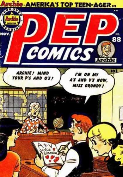 Pep Comics 88 - Ms Grundy - Archie Andrews - Veronica - Betty - Map