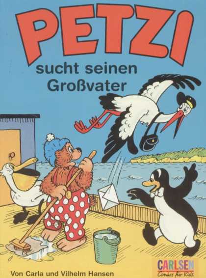 Petzi 28 - German - Red - Blue - Bird - Stork