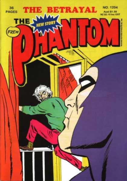 Phantom 1204 - Betrayal Of The Phantom - Issue 1204 - Man Crawling Over Rail - Phantom Watching Man Leave - New Story