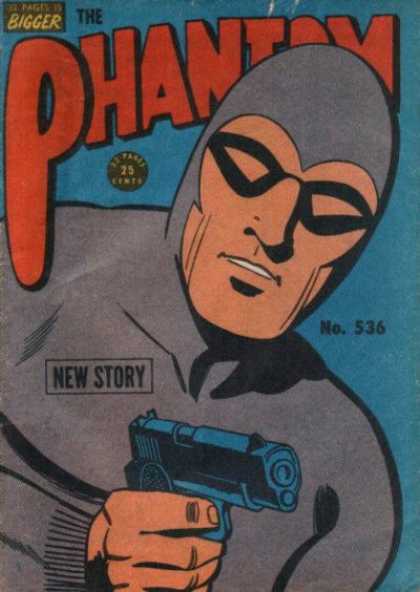Phantom 536 - Gun - Masked Man - Gray Outfit - Bigger - Blue Background