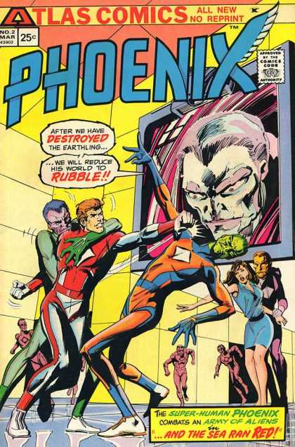 Phoenix 2 - Atlas Comics - Phoenix - Army Of Aliens - Giant Monitor - Green Man - Dick Giordano