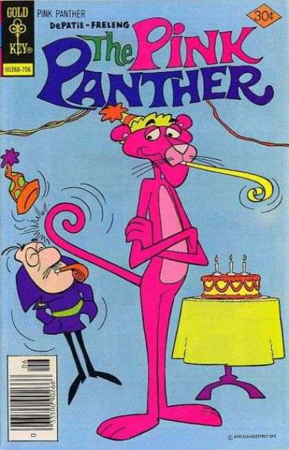 Pink Panther 44 - Freleng - Cake - Party Hat - Gold Key - Man Being Knocked Over