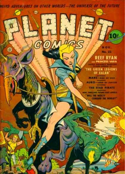 Adventures On Other Worlds - Reef Ryan - Fighting Aliens - Superhero On Mars - 10cent Comic Planet Comics 21 - Adventures On Other Worlds - Reef Ryan - Fighting Aliens - Superhero On Mars - 10cent Comic