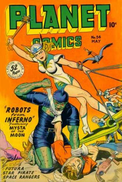 Planet Comics 54 - Robots From Inferno - Mysta Of The Moon - Dagger - Space Ship - Birds