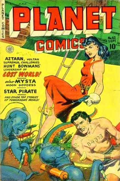 Planet Comics 62 - Man - Woman - Blue People - Numbers - Red Dress