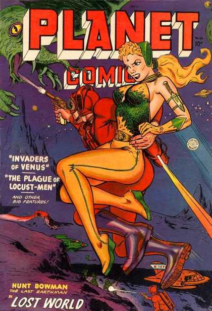 Planet Comics 66 - Reptile - Woman - Gun - Light Beam - Mountain