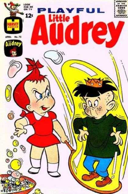 Playful Little Audrey 75 - Look For Me Om Tv - Harvey Comics - Angry Girl - Boy - Bubbles