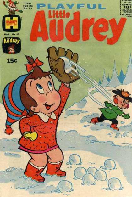 Playful Little Audrey 87 - Harvey Comics - Comics Code Authority - Jack In The Box - Baseball Mit - Snowball