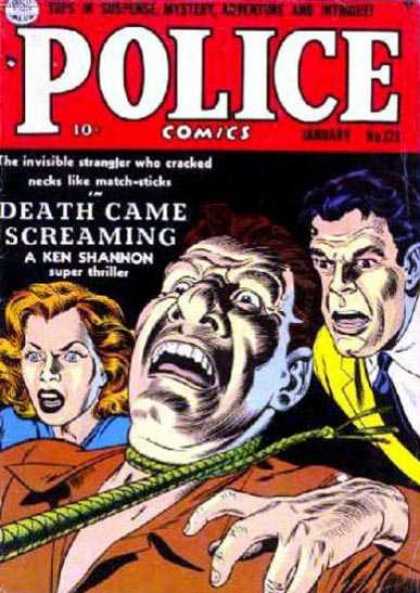 Police Comics 123 - Death Came Screaming - A Ken Shannon - A Super Thriller - Shouting - Attacked