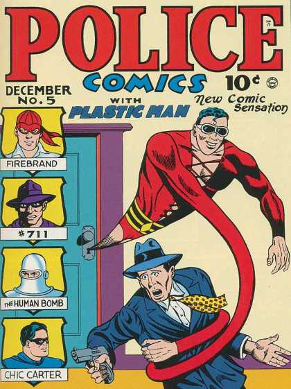 Police Comics 5 - Plastic Man - Firebrand - 711 - Chic Carter - The Human Bomb