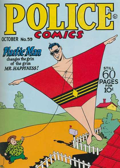 Police Comics 59 - Plastic Man - October - Still 60 Pages - Mr Happiness - Fence