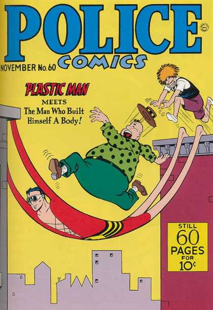 Police Comics 60 - Men - Plastic Man - Running - Downtown - Bad