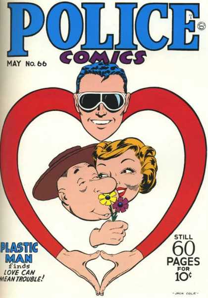 Police Comics 66 - Heart - Couple - Embrace - Flower Petals - Sunglasses